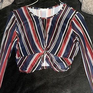 Striped Twist-Front Top